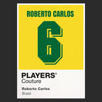 Roberto Carlos 6 Football Shirt Frame Men's Hoodie – black close-up detail shot of the Roberto Carlos 6 Football Players