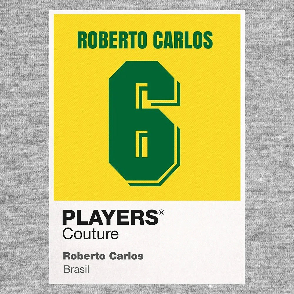 Roberto Carlos 6 Football Shirt Frame Men's Hoodie – grey close-up detail shot of the Roberto Carlos 6 Football Players