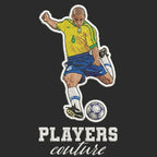 Roberto Carlos Badge Men's Hoodie – black close-up detail shot of the Roberto Carlos Players Couture logo design