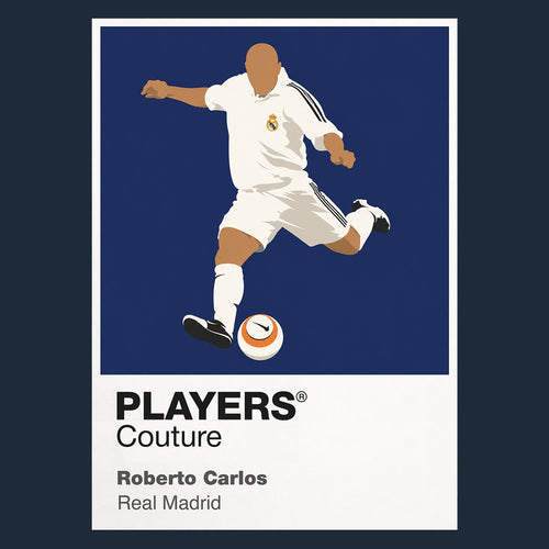 Roberto Carlos Real Madrid Icon Frame Men's Hoodie — Navy Artwork