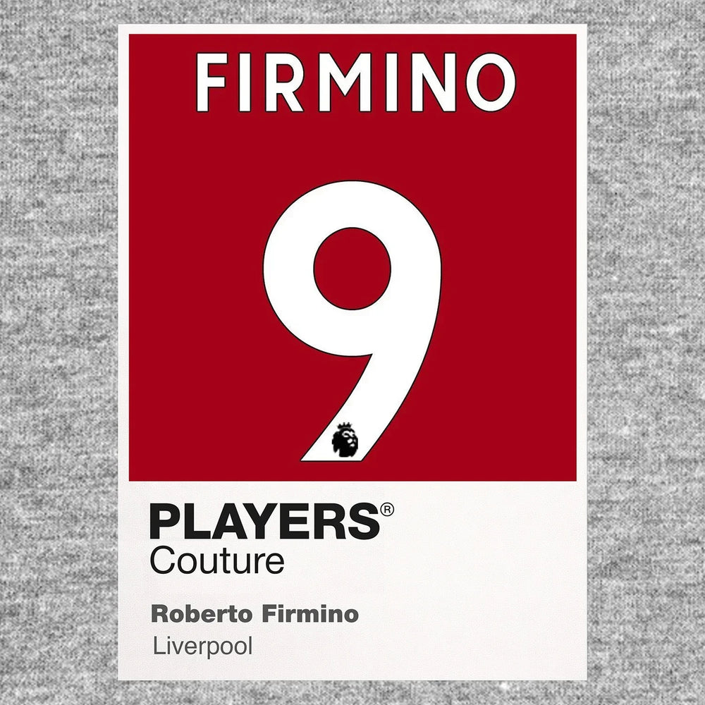 Roberto Firmino 9 Football Shirt Frame Men's Hoodie – grey close-up detail shot of the Roberto Firmino 9 Football Players