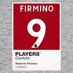 Roberto Firmino 9 Football Shirt Frame Men's Hoodie – grey close-up detail shot of the Roberto Firmino 9 Football Players
