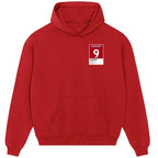 Roberto Firmino 9 Football hoodie – red men's hoodie featuring the Roberto Firmino 9 Football Players Couture logo