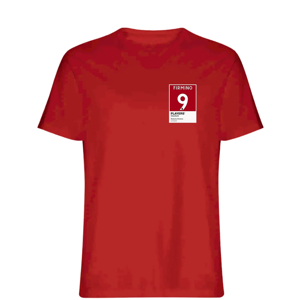 Roberto Firmino 9 Football t-shirt – red men's t-shirt featuring the Roberto Firmino 9 Football Players Couture logo