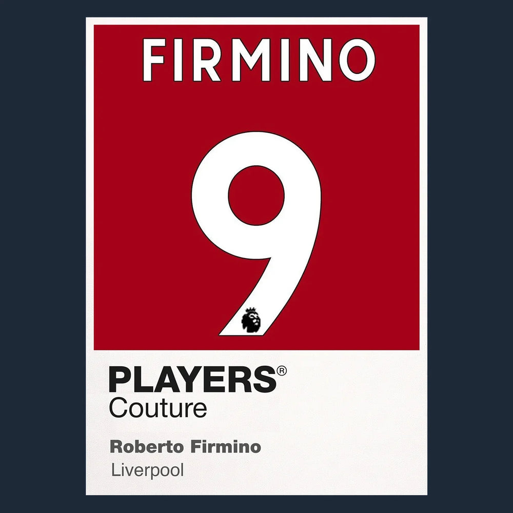 Roberto Firmino 9 Football Shirt Frame Men's Hoodie – navy close-up detail shot of the Roberto Firmino 9 Football Players