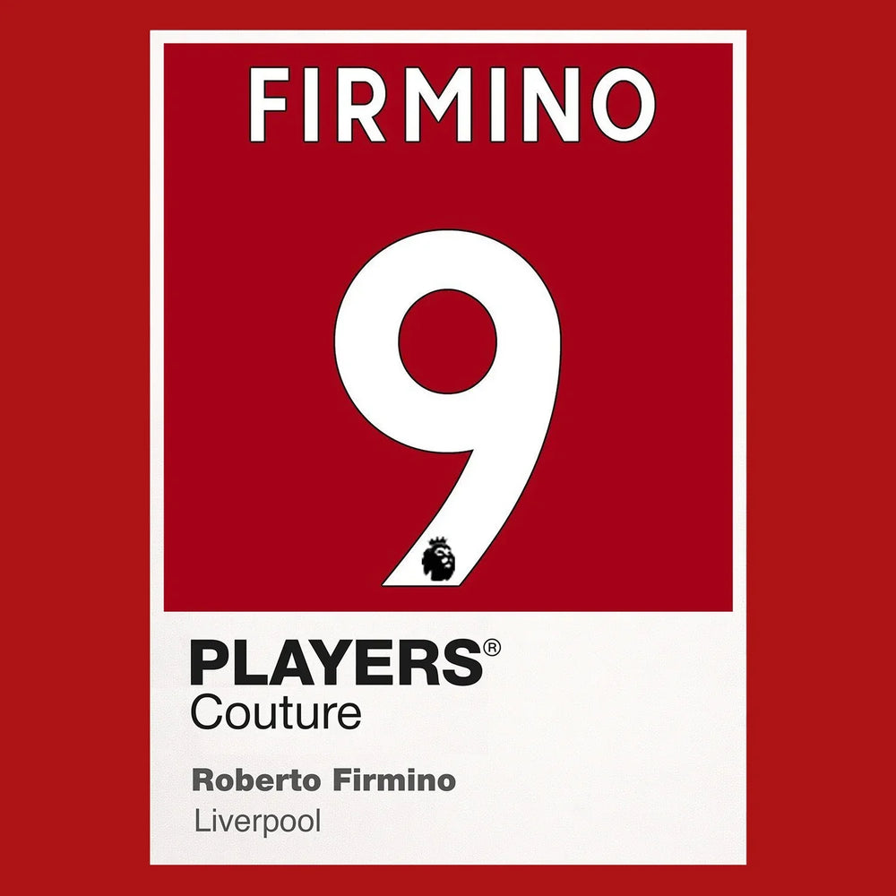 Roberto Firmino 9 Football Shirt Frame Men's Hoodie – red close-up detail shot of the Roberto Firmino Players Couture logo
