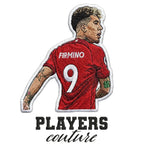Roberto Firmino Badge Men's T-Shirt – white close-up detail shot of the Roberto Firmino Players Couture logo design