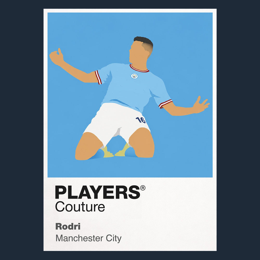 Rodri Manchester City Icon Frame Men's Hoodie — Navy Artwork