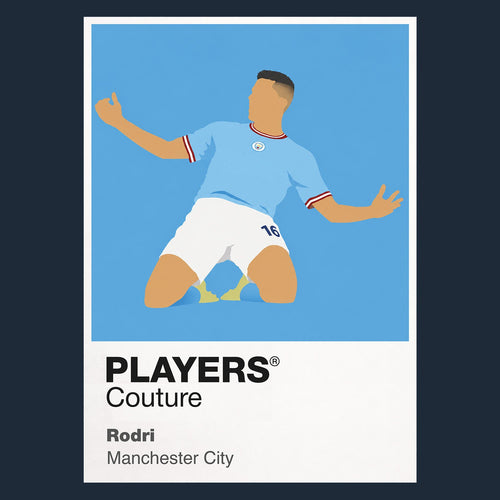 Rodri Manchester City Icon Frame Men's Hoodie — Navy Artwork