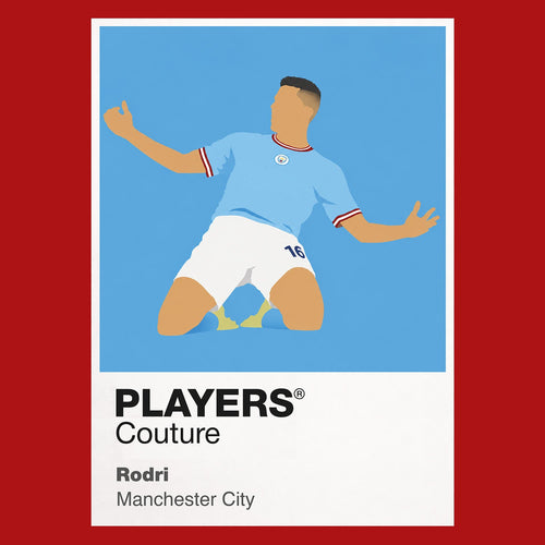 Rodri Manchester City Icon Frame Men's Hoodie — Red Artwork