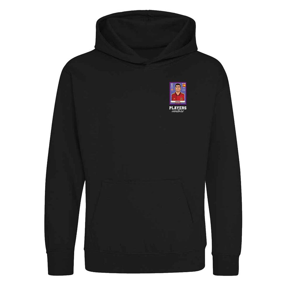 Rodri World Cup Sticker Kids Hoodie – rodri sticker kids black hoodie Players Couture design