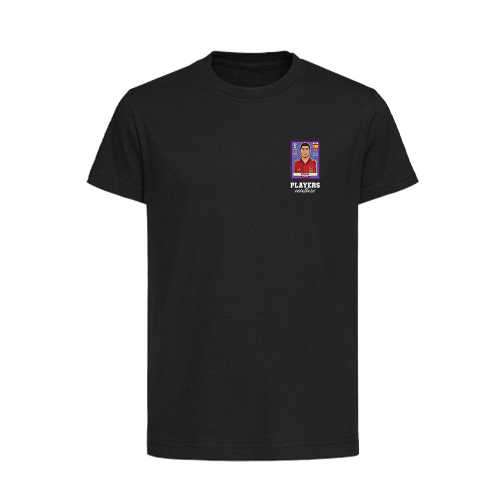 Rodri World Cup Sticker Kids T-Shirt – rodri sticker kids black tshirt Players Couture design