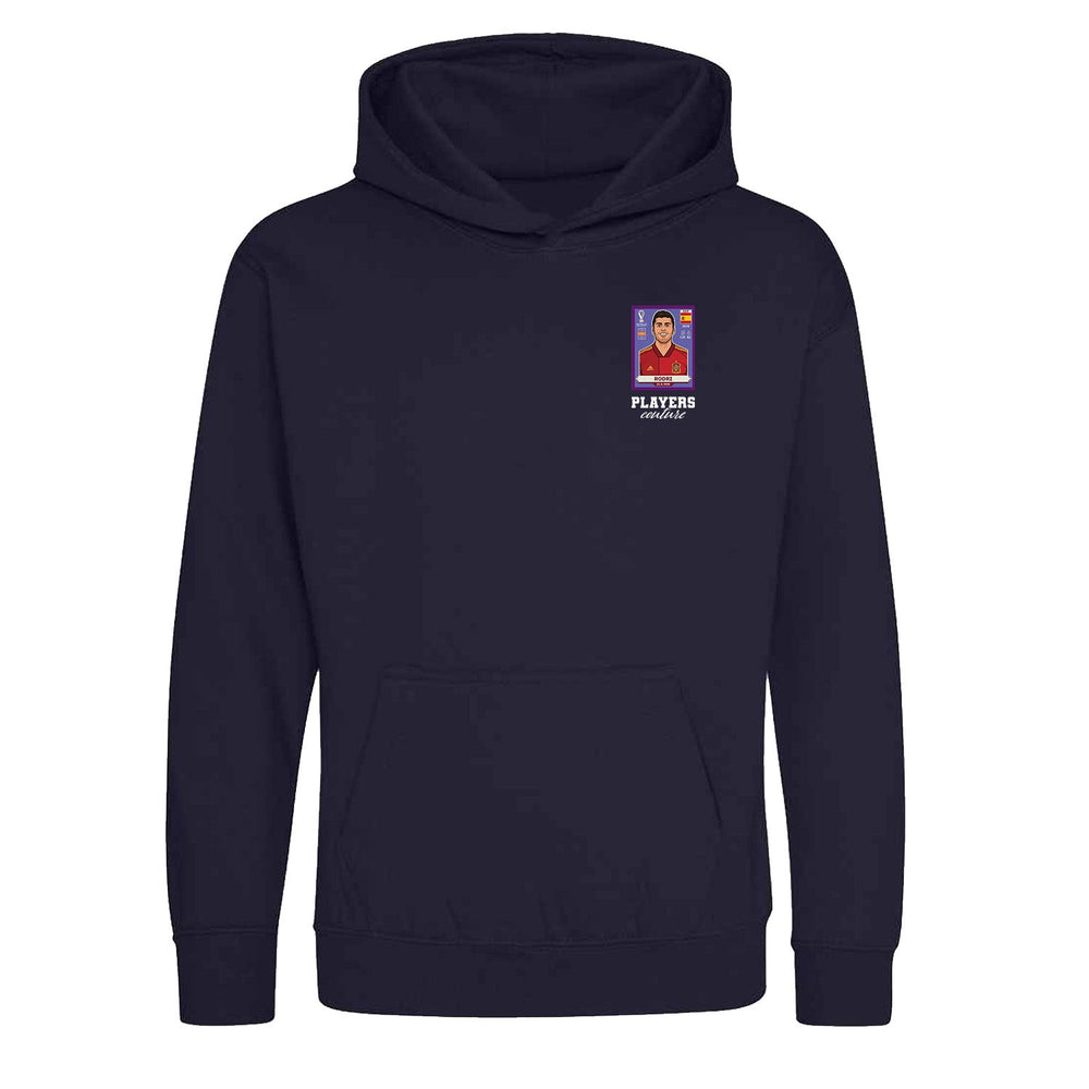 Rodri World Cup Sticker Kids Hoodie – rodri sticker kids navy hoodie Players Couture design