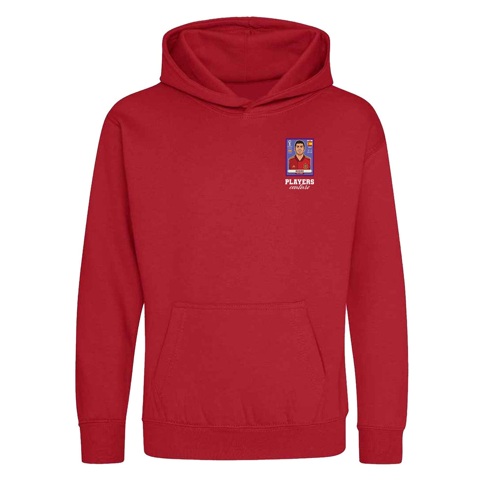 Rodri World Cup Sticker Kids Hoodie – rodri sticker kids red hoodie Players Couture design