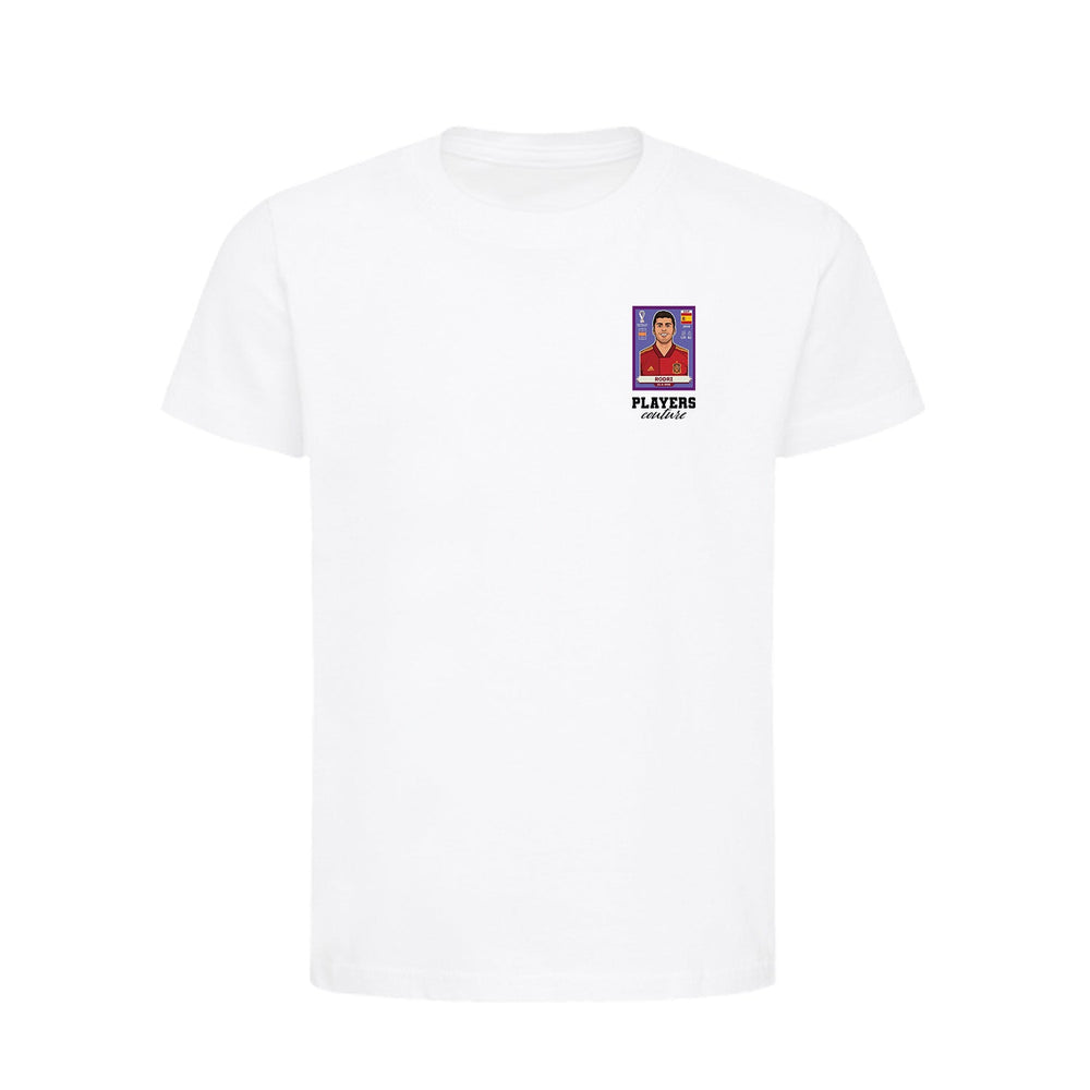 Rodri World Cup Sticker Kids T-Shirt – rodri sticker kids white tshirt Players Couture design