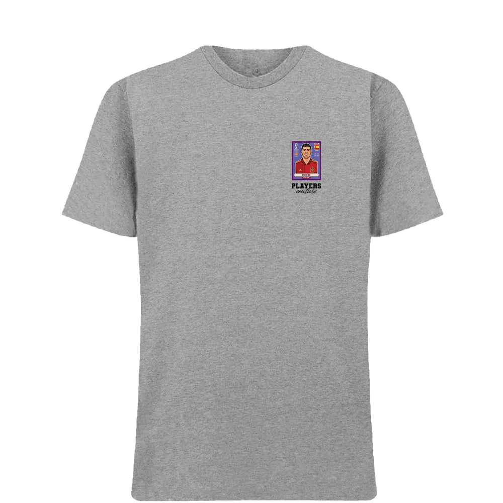 Rodri World Cup t-shirt – grey men's t-shirt featuring the Rodri World Cup Players Couture logo