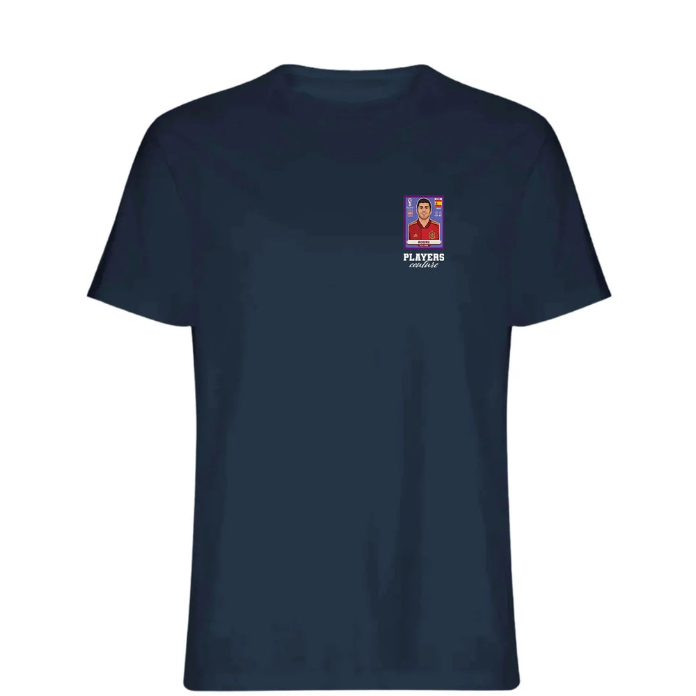 Rodri World Cup t-shirt – navy men's t-shirt featuring the Rodri World Cup Players Couture logo