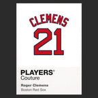 Roger Clemens 21 Red Sox Jersey Frame Men's T-Shirt – black close-up detail shot of the Roger Clemens 21 Red Sox Players