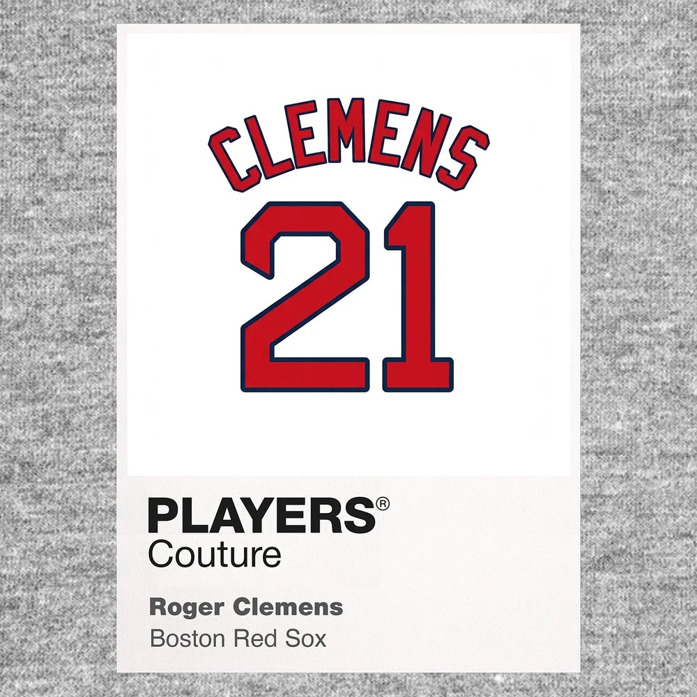 Roger Clemens 21 Red Sox Jersey Frame Men's T-Shirt – grey close-up detail shot of the Roger Clemens 21 Red Sox Players