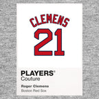 Roger Clemens 21 Red Sox Jersey Frame Men's T-Shirt – grey close-up detail shot of the Roger Clemens 21 Red Sox Players