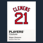 Roger Clemens 21 Red Sox Jersey Frame Men's T-Shirt – navy close-up detail shot of the Roger Clemens 21 Red Sox Players