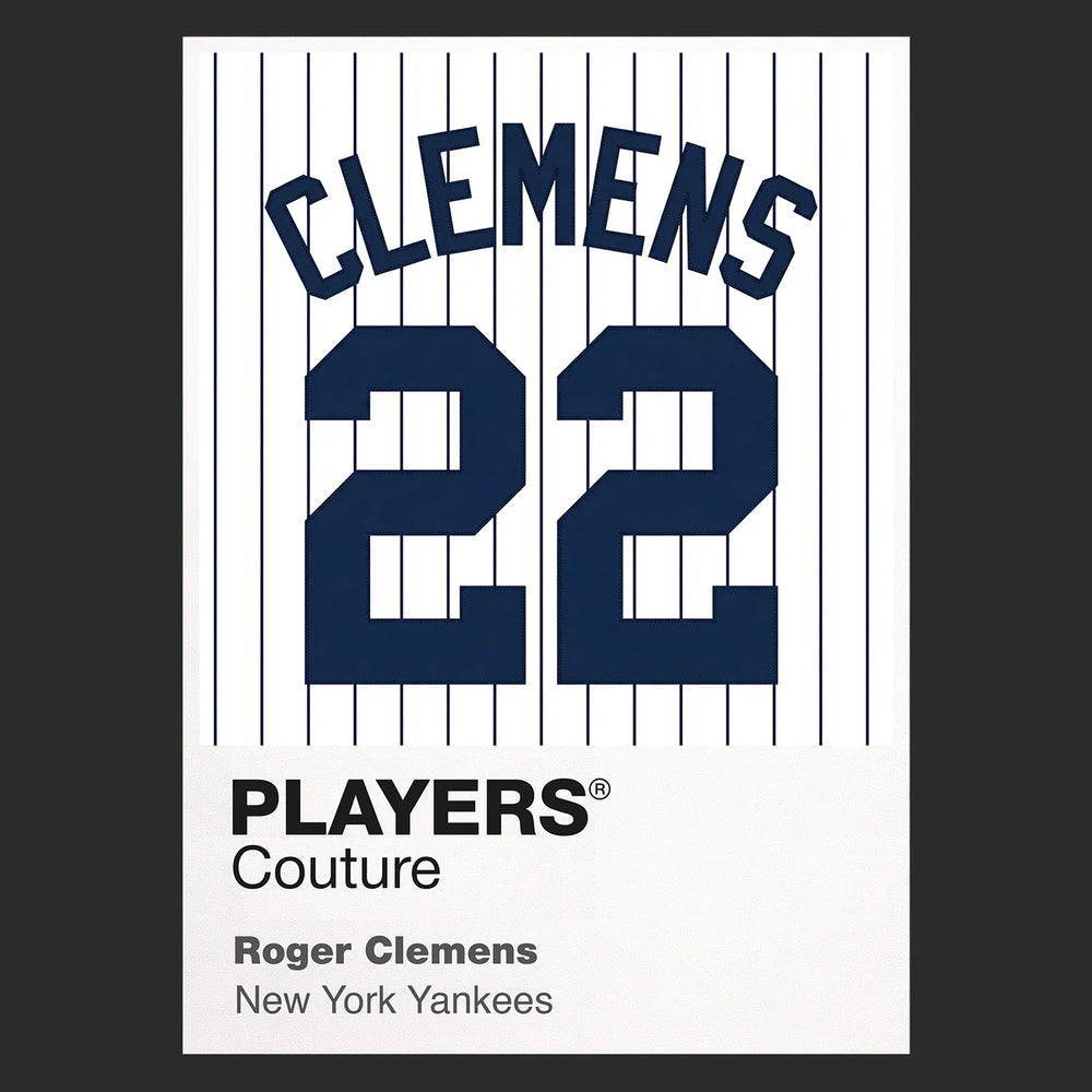 Roger Clemens 22 Yankees Jersey Frame Men's T-Shirt – black close-up detail shot of the Roger Clemens 22 Yankees Players