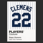 Roger Clemens 22 Yankees Jersey Frame Men's T-Shirt – black close-up detail shot of the Roger Clemens 22 Yankees Players