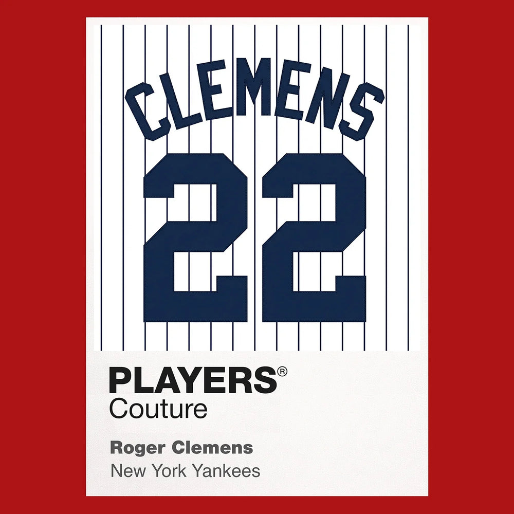 Roger Clemens 22 Yankees Jersey Frame Men's T-Shirt – red close-up detail shot of the Roger Clemens 22 Yankees Players
