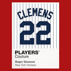 Roger Clemens 22 Yankees Jersey Frame Men's T-Shirt – red close-up detail shot of the Roger Clemens 22 Yankees Players