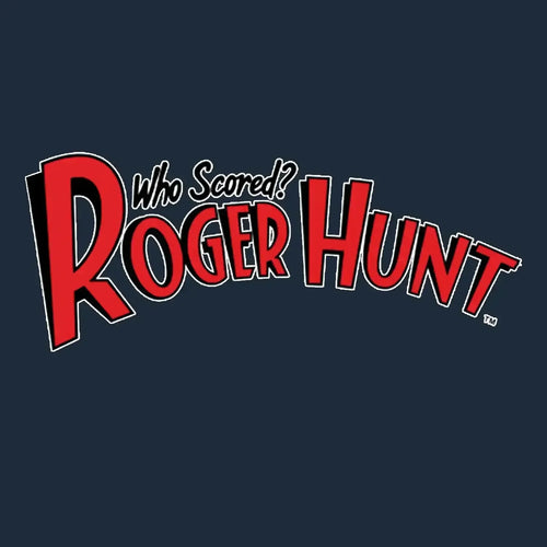 Roger Hunt Logo Men's Hoodie – navy close-up detail shot of the Roger Hunt Players Couture logo design