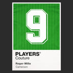 Roger Milla 9 Football Shirt Frame Men's Hoodie – black close-up detail shot of the Roger Milla 9 Football Players Couture