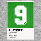 Roger Milla 9 Football Shirt Frame Men's Hoodie – grey close-up detail shot of the Roger Milla 9 Football Players Couture