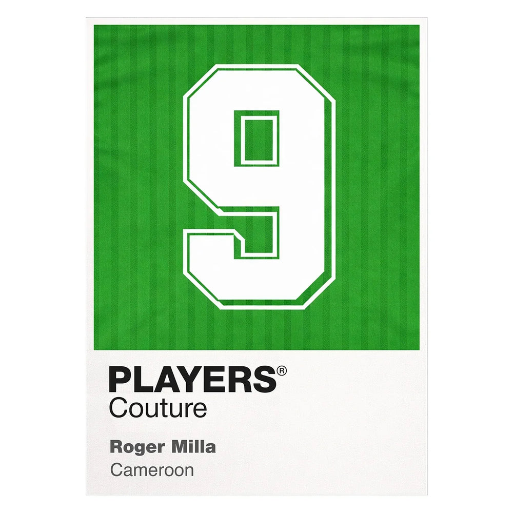 Roger Milla 9 Football Shirt Frame Men's Hoodie – white close-up detail shot of the Roger Milla 9 Football Players Couture