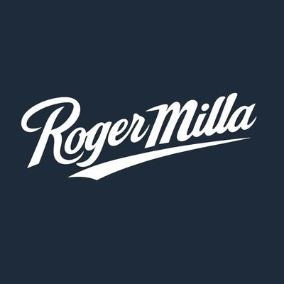 Roger Milla Logo Men's T-Shirt – navy close-up detail shot of the Roger Milla Players Couture logo design