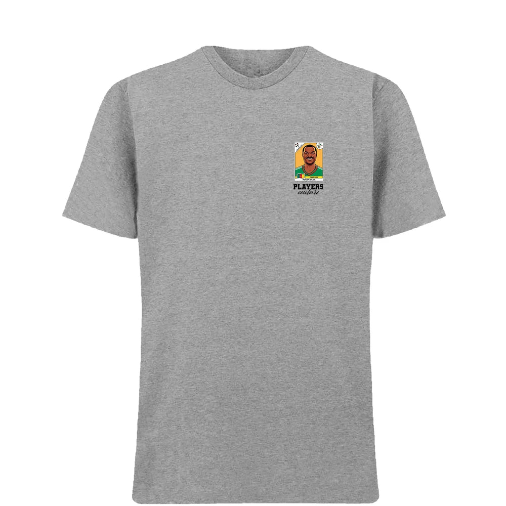 Roger Milla World Cup t-shirt – grey men's t-shirt featuring the Roger Milla World Cup Players Couture logo