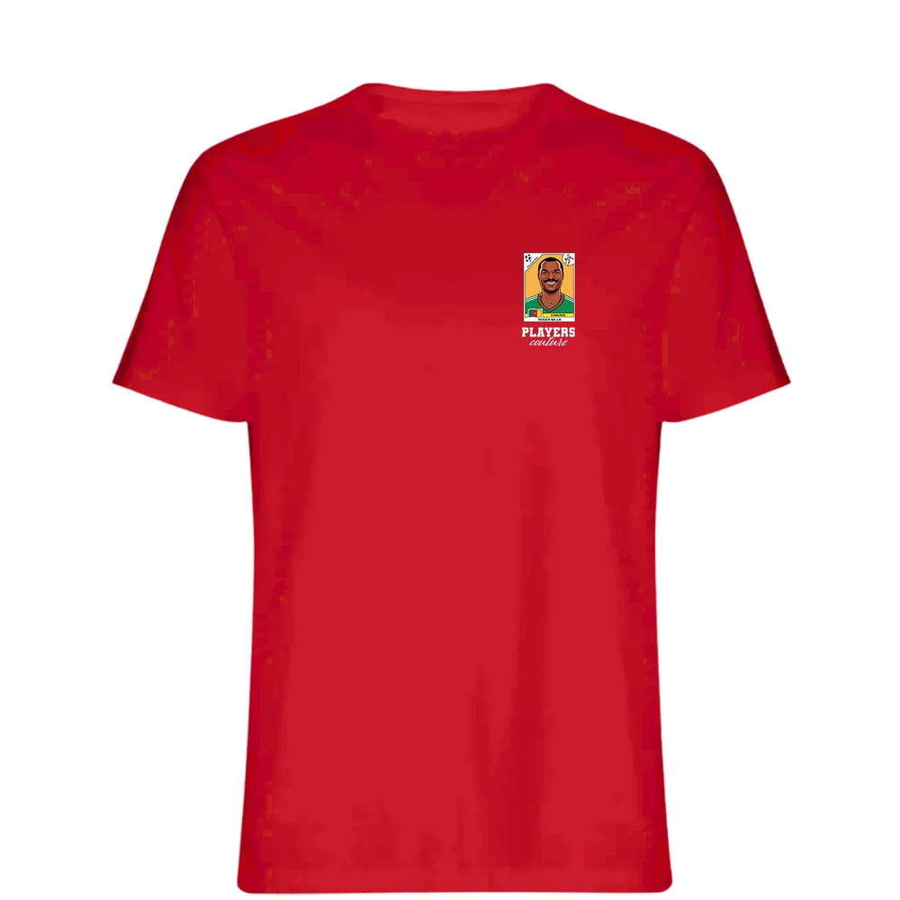Roger Milla World Cup t-shirt – red men's t-shirt featuring the Roger Milla World Cup Players Couture logo