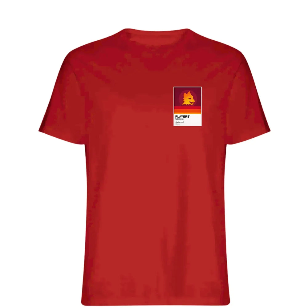 Roma t-shirt – red men's t-shirt featuring the Roma Players Couture logo