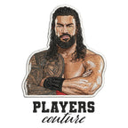 Roman Reigns Badge Men's Hoodie – black close-up detail shot of the Roman Reigns Players Couture logo design