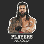 Roman Reigns Badge Men's Hoodie – white close-up detail shot of the Roman Reigns Players Couture logo design