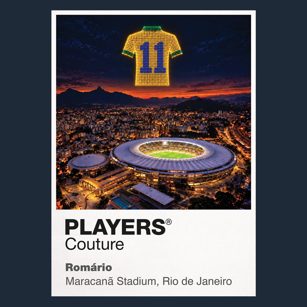 Romario Brazil number 11 Icons in Lights Frame artwork in navy
