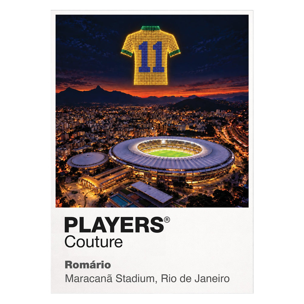 Romario Brazil number 11 Icons in Lights Frame artwork in white