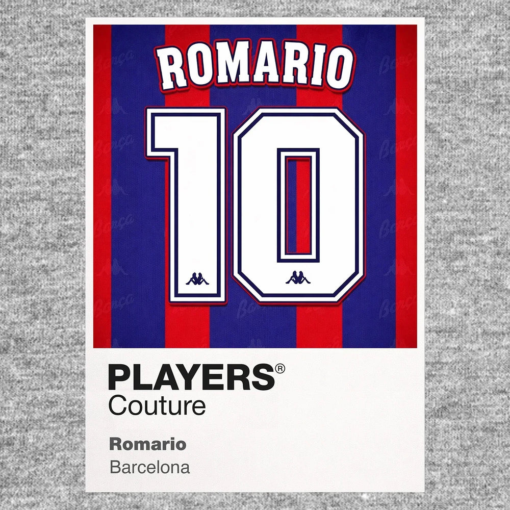 Romario 10 Football Shirt Frame Men's Hoodie – grey close-up detail shot of the Romario Players Couture logo design