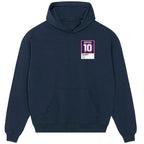 Romario 10 Football hoodie – navy men's hoodie featuring the Romario 10 Football Players Couture logo