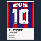 Romario 10 Football Shirt Frame Men's Hoodie – navy close-up detail shot of the Romario 10 Football Players Couture logo