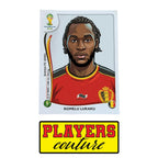 Romelu Lukaku World Cup Sticker Men's T-Shirt – close-up detail shot of the Romelu Lukaku World Cup Players Couture logo