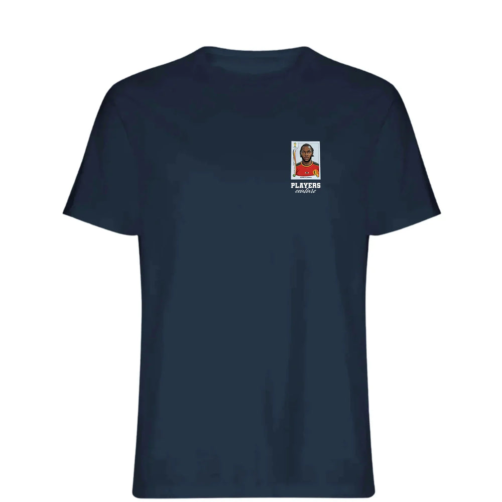 Romelu Lukaku World Cup t-shirt – navy men's t-shirt featuring the Romelu Lukaku World Cup Players Couture logo
