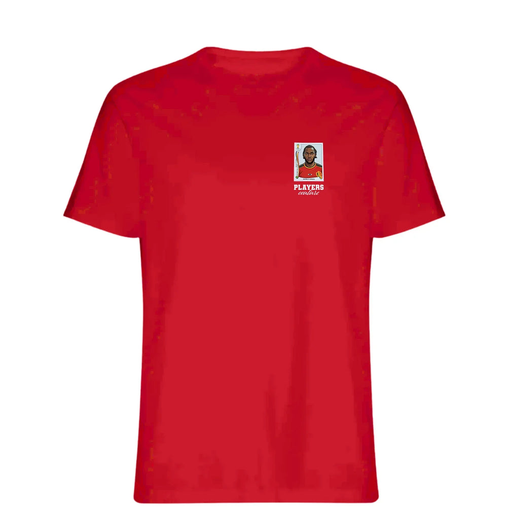 Romelu Lukaku World Cup t-shirt – red men's t-shirt featuring the Romelu Lukaku World Cup Players Couture logo