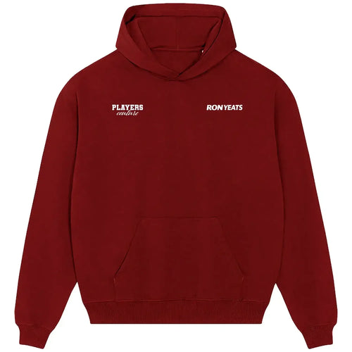 Ron Yeats hoodie – red men's hoodie featuring the Ron Yeats Players Couture logo