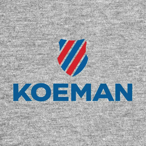 Ronald Koeman Logo Men's Hoodie – grey close-up detail shot of the Ronald Koeman Players Couture logo design