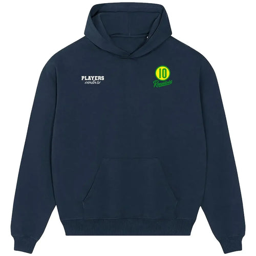 Ronaldinho 10 hoodie – navy men's hoodie featuring the Ronaldinho 10 Players Couture logo